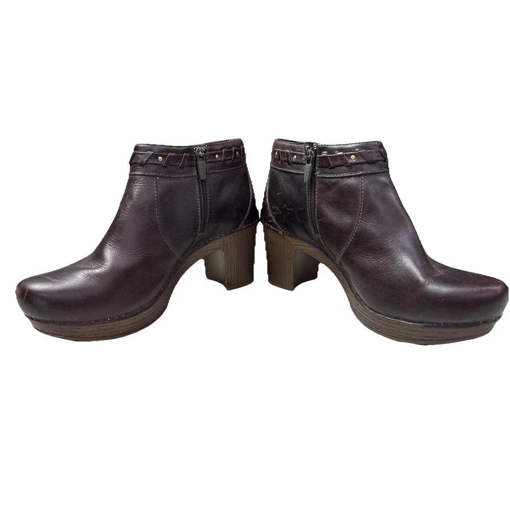 Dansko Brown Leather Dabney Ankle‎ Boots Sz 40 US 9 Heeled Tassel Side Zip 3g